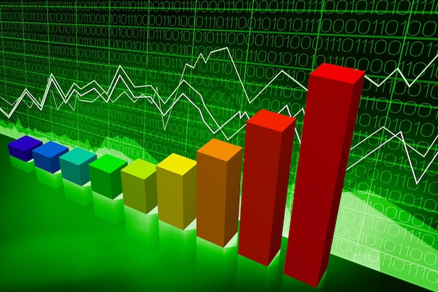 Colorful growth bar chart financial data concept