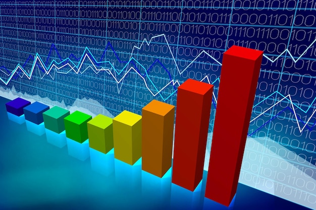 Colorful growth bar chart financial data concept