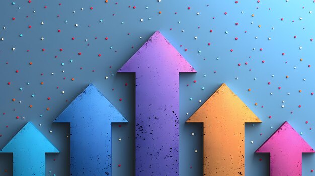 Photo colorful growth minimalistic arrow charts illustrating progress