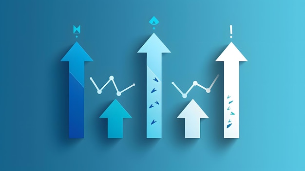 Colorful Growth Minimalistic Arrow Charts Illustrating Progress