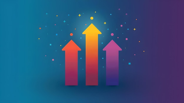 Photo colorful growth minimalistic arrow charts illustrating progress