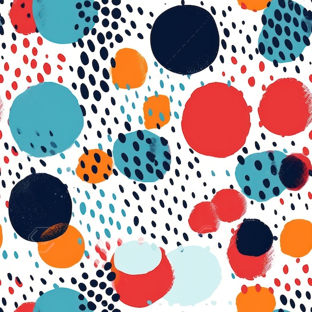 Colorful hand drawn circles and shapes background seamless pattern