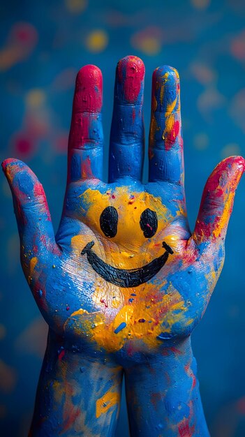 Photo colorful hand paint smiley face photo