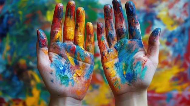 Photo colorful hand painting