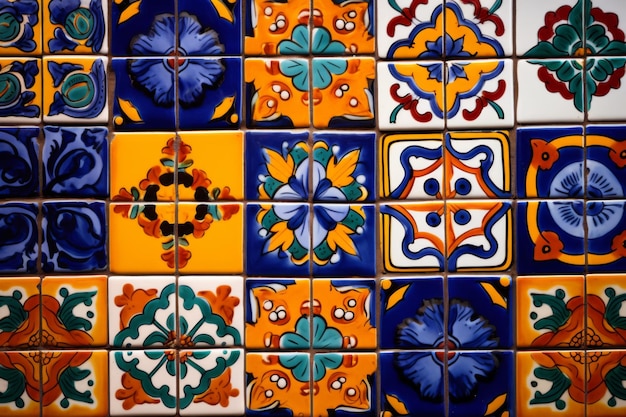 Photo colorful handcrafted mexican talavera tiles