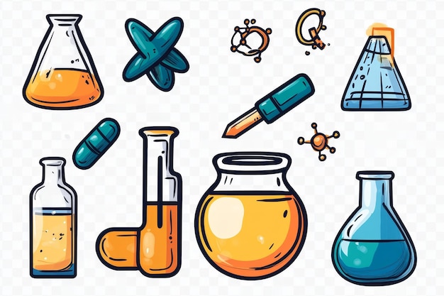 Colorful HandDrawn Chemistry Lab Illustrations