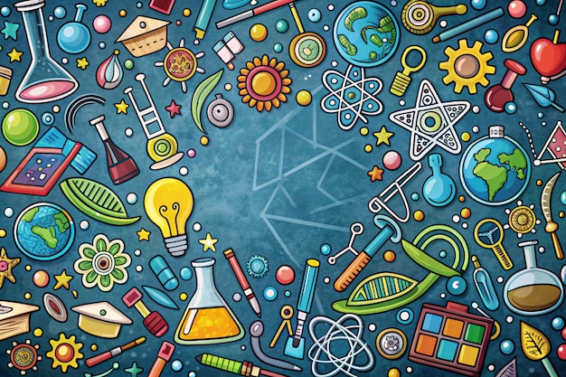 Photo colorful handdrawn science education background design