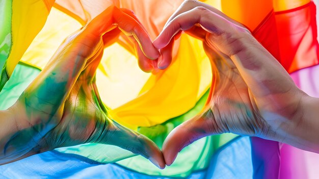 Colorful Hands Forming Heart Shape Symbolizing Pride and Inclusivity