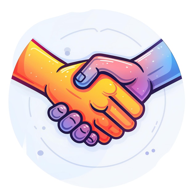 Colorful Handshake Logo Symbolizing Partnership and Unity