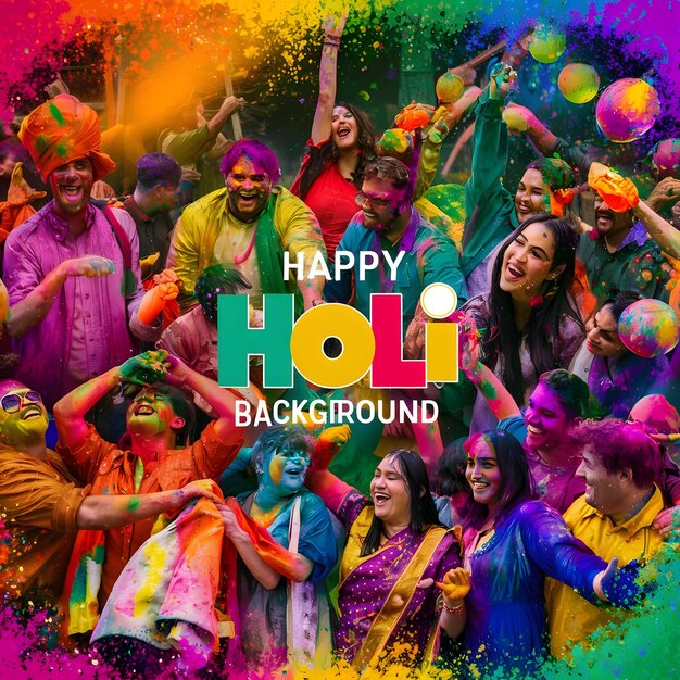 Colorful Happy Holi background design for color festival of India celebration greetings