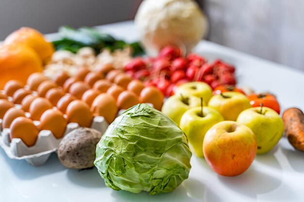 A Colorful Harvest of Fresh Produce An assortment of fruits and vegetables on a table