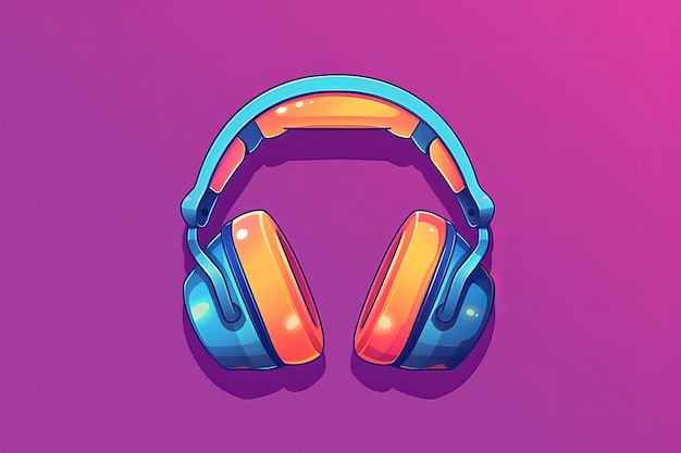 A colorful headphone with a purple background.