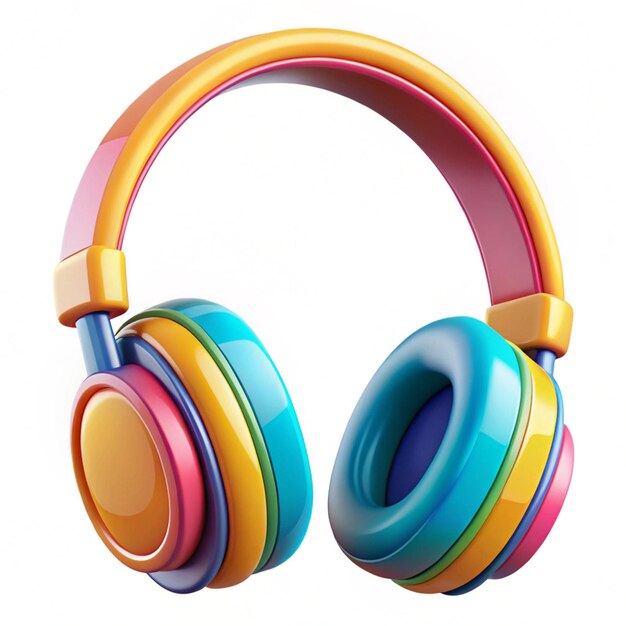 colorful headphones with rainbow colored stripes and a rainbow colored band