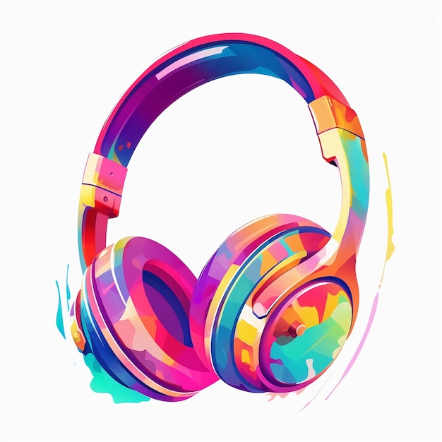 A colorful headphones with a splash of color.