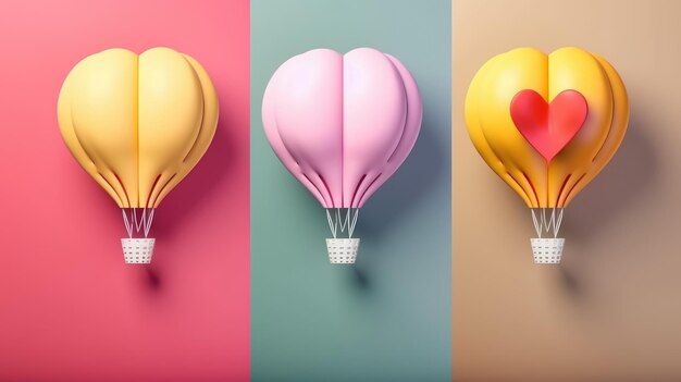 Colorful heart air balloon shape collection concept generative ai