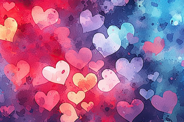 A colorful heart background with a pink and blue heart background.