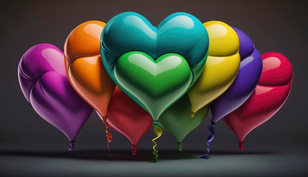 Colorful heart shape balloons Generative AI