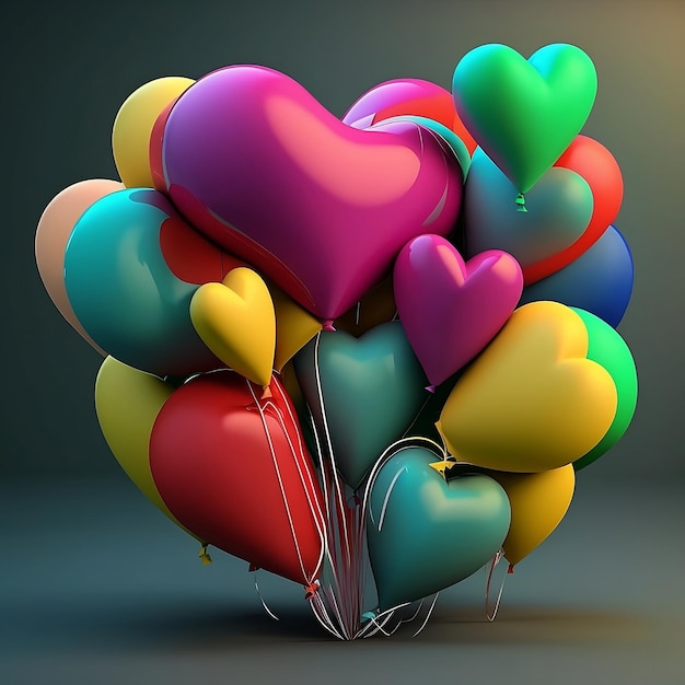 Colorful heart shape balloons Valentine's Day celebration