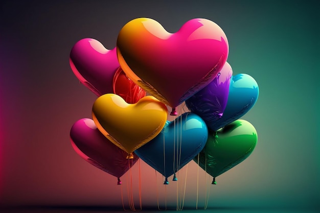 Colorful heart shape balloons