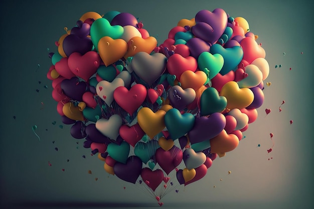 Colorful heart shape balloons