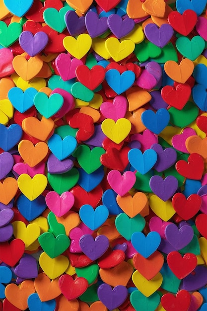 a colorful heart shaped paper that says love is on a colorful table