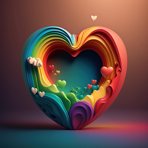 A colorful heart with many hearts in the middle