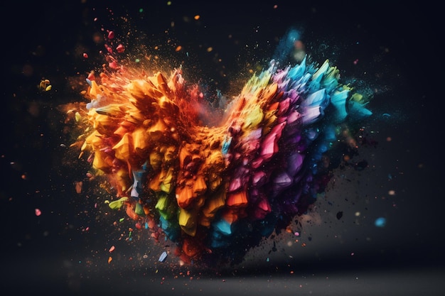 A colorful heart with the word love on it