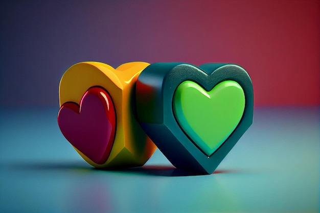 Colorful hearts on a blue backgroundgenerative ai