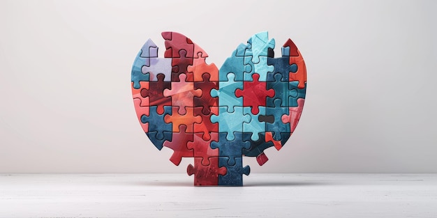 colorful heartshaped puzzle missing pieces representing love relationships and connection