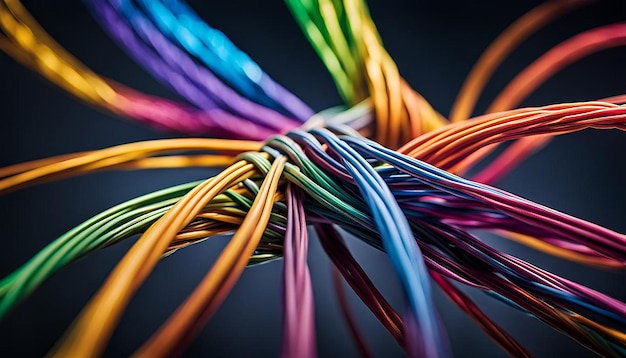 Colorful high speed fiber optic cable network cables in data center network connection