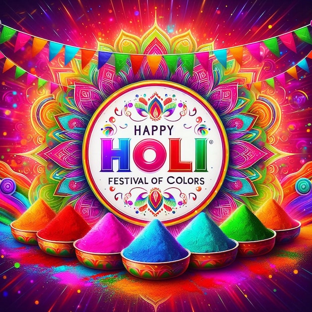 Colorful Holi festival card Festival of Colors Indian Festival