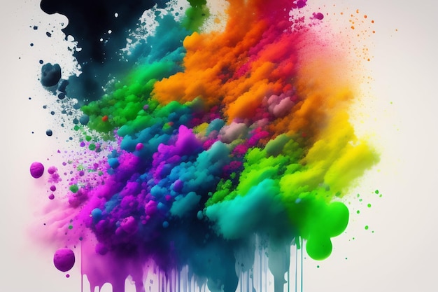 colorful holi powder on white background ai genrator