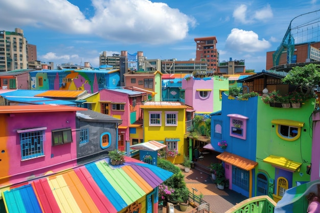 Colorful Homes in a Taiwan Neighborhood