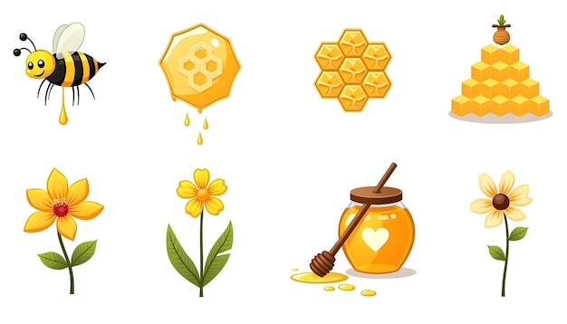 colorful honey illustration honeycomb illustration honey dipper art flower and honeycomb design