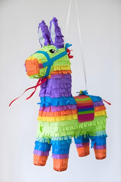 Photo a colorful horse made out of a rainbow colored material