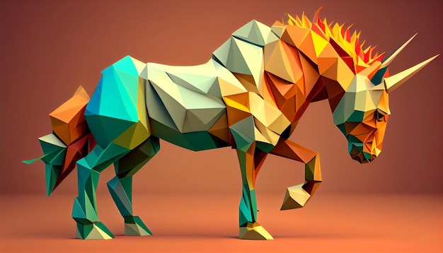 A colorful horse with a colorful mane.