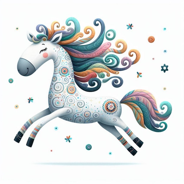 a colorful horse with colorful patterns on its face and the words quot the horse quot