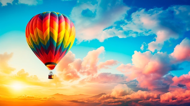 colorful hot air balloon in flight Generative AI