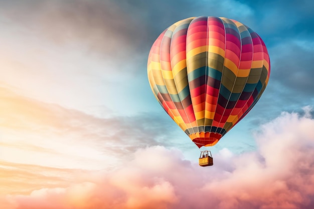 Colorful hot air balloon floating amidst the clouds Generative AI