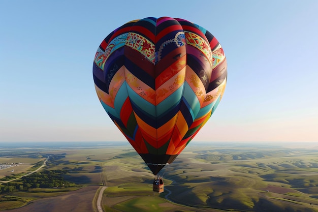 Colorful Hot Air Balloon Floating Gracefully