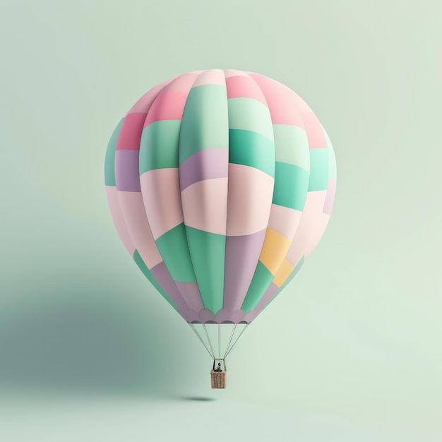 Colorful hot air balloon in pastel background Travel and adventure concept symbolizing freedom andexcitement Generative AI