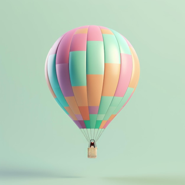 Colorful hot air balloon in pastel background Travel and adventure concept symbolizing freedom and excitement Generative AI