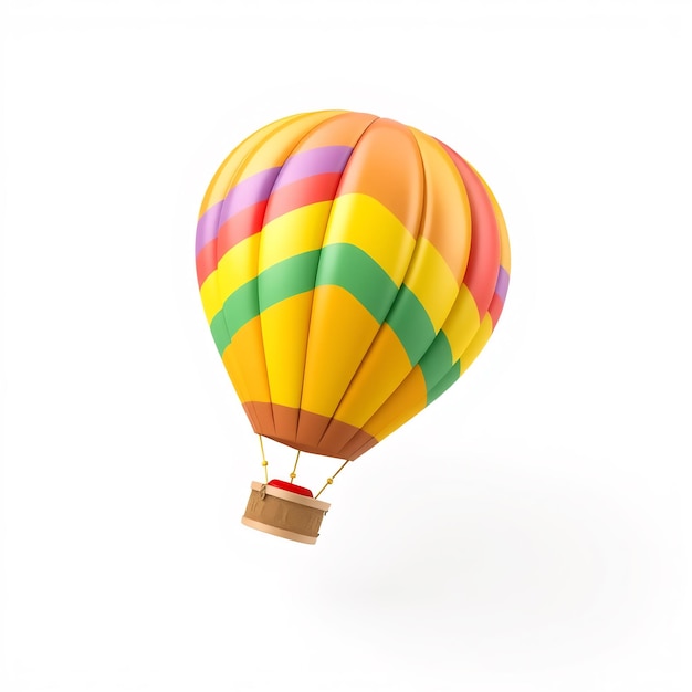 Colorful hot air balloon on white background