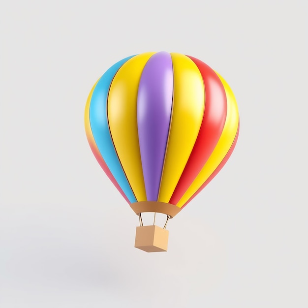 Colorful hot air balloon with white background