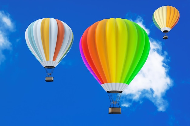 Colorful Hot Air Balloons in Flight on a sky background