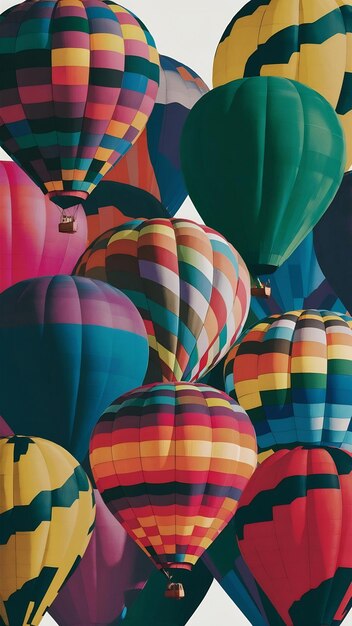 Colorful hot r balloons agnst isolated color background abstract balloon art poster