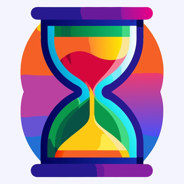 Photo a colorful hourglass with a multitude of vibrant overlapping shapes