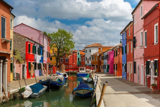 Colorful houses on the Burano Venice Italy