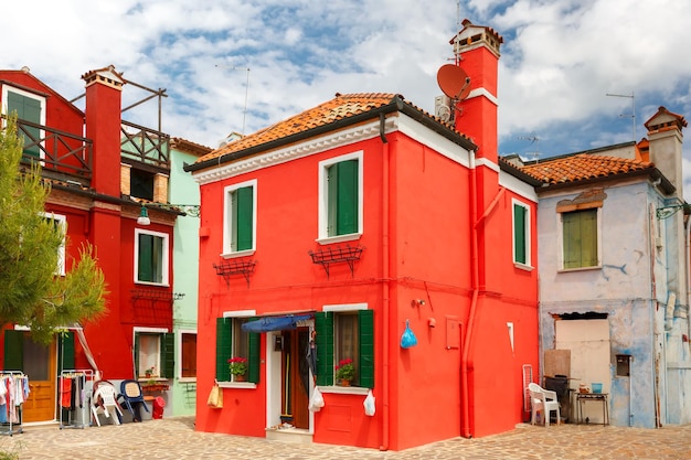 Colorful houses on the Burano Venice Italy