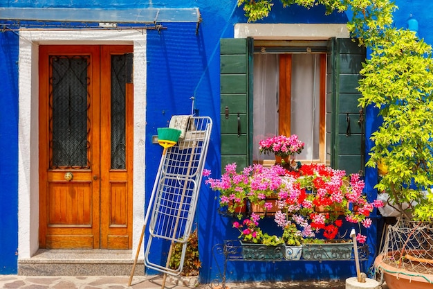 Colorful houses on the Burano Venice Italy